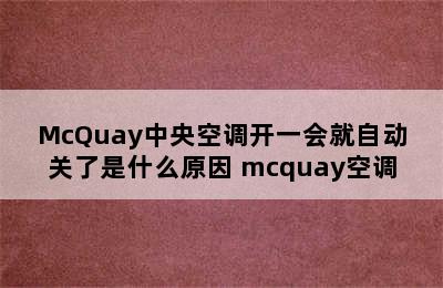 McQuay中央空调开一会就自动关了是什么原因 mcquay空调